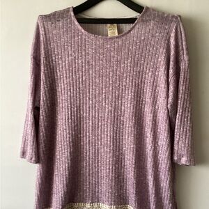Faded Glory Lavender Tunic with Lace Trim